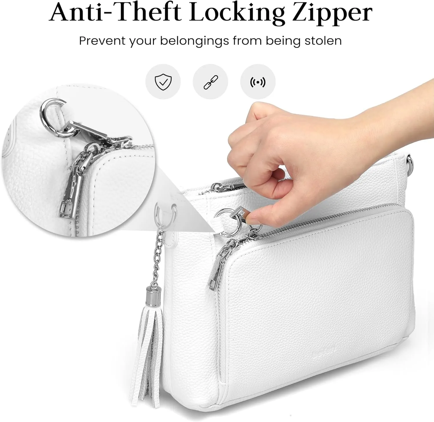 befen Anti Theft Genuine Leather Crossbody Bags for Women Handbags and Shoulder Basg with Built in Wallet RFID Leather Purse