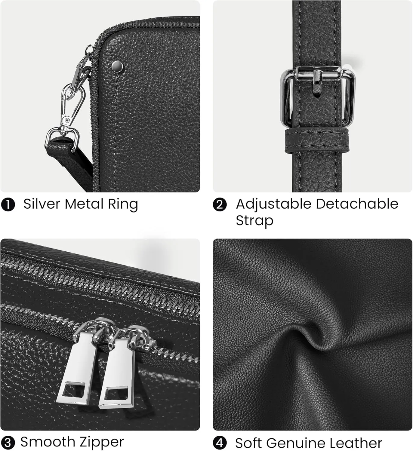 befen Genuine Leather Crossbody Bags for Women, Purses with Built in RFID Wallet Woman Camera Shoulder Bag Handbags