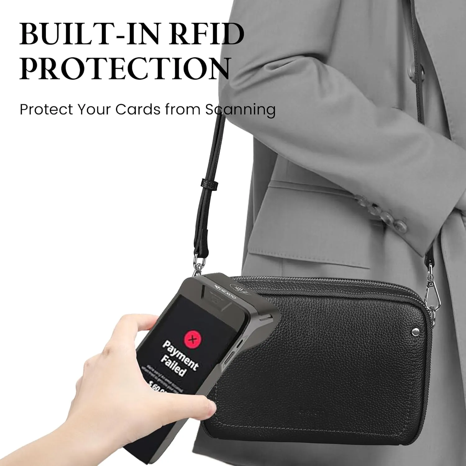 befen Genuine Leather Crossbody Bags for Women, Purses with Built in RFID Wallet Woman Camera Shoulder Bag Handbags
