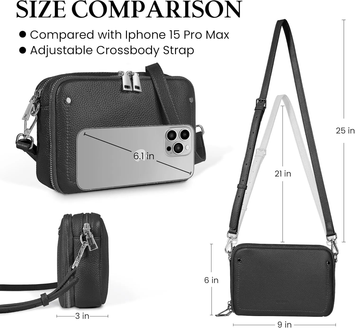 befen Genuine Leather Crossbody Bags for Women, Purses with Built in RFID Wallet Woman Camera Shoulder Bag Handbags