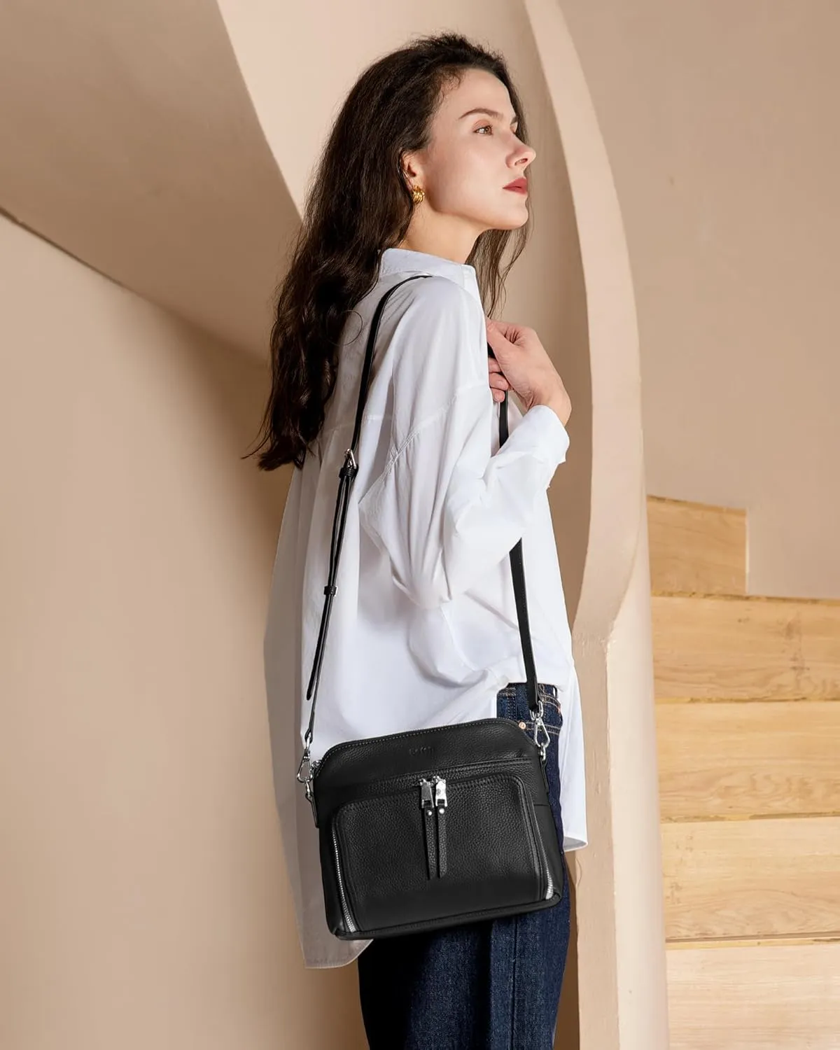 befen Genuine Leather Crossbody Purses for Women, Women's Small Crossbody Shoulder Bag with Built in RFID Wallet