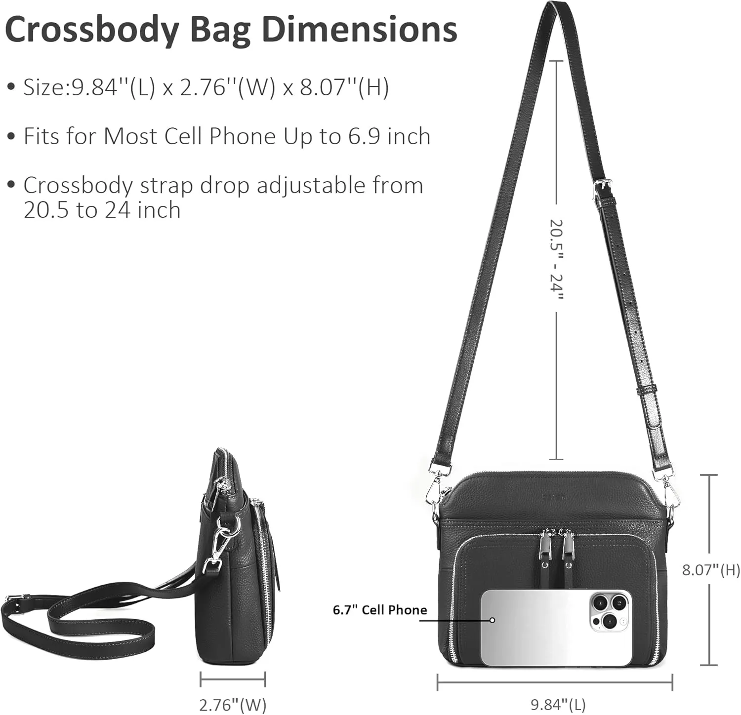 befen Genuine Leather Crossbody Purses for Women, Women's Small Crossbody Shoulder Bag with Built in RFID Wallet