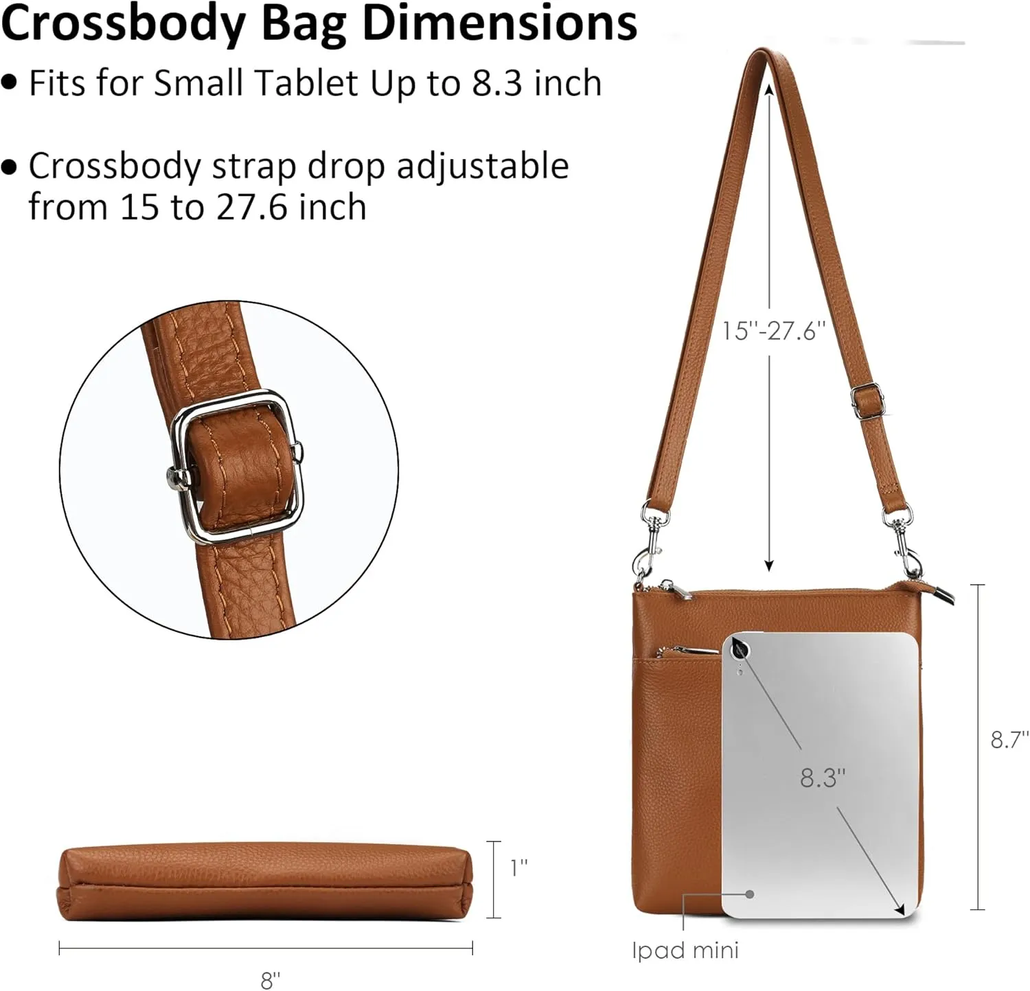 befen Genuine Leather Small Crossbody Purses for Women Travel Cross Body Bags Lightweight with Adjustable Shoulder Strap