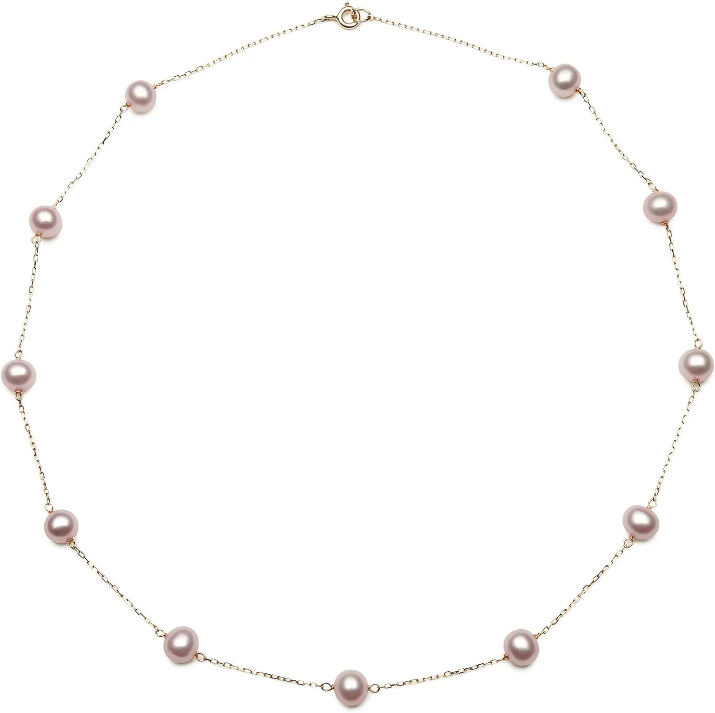 Belacqua 10K Gold Pearl Necklace for Women | Pearl Station Necklace Cultured Fresh Water Pearl | Jewelry Gift for Her | 18''