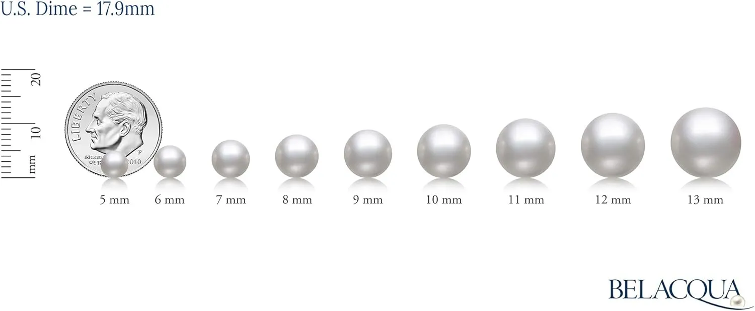 Belacqua 10K Gold Pearl Necklace for Women | Pearl Station Necklace Cultured Fresh Water Pearl | Jewelry Gift for Her | 18''