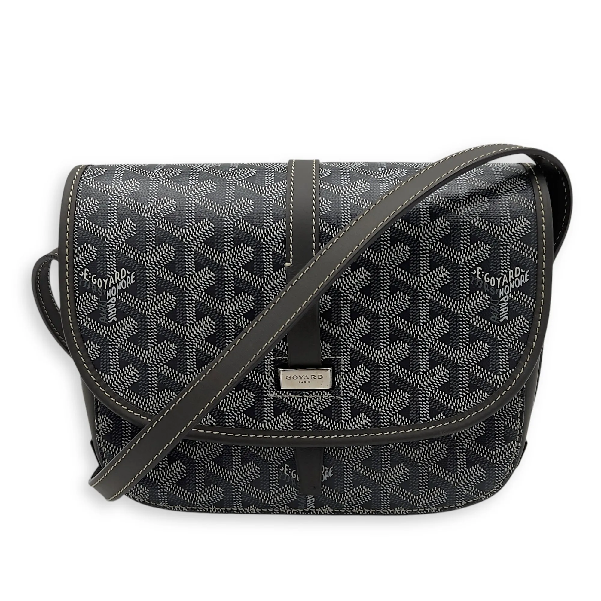 Belvedere Crossbody Bag Grey in Coated Canvas, Silver hardware