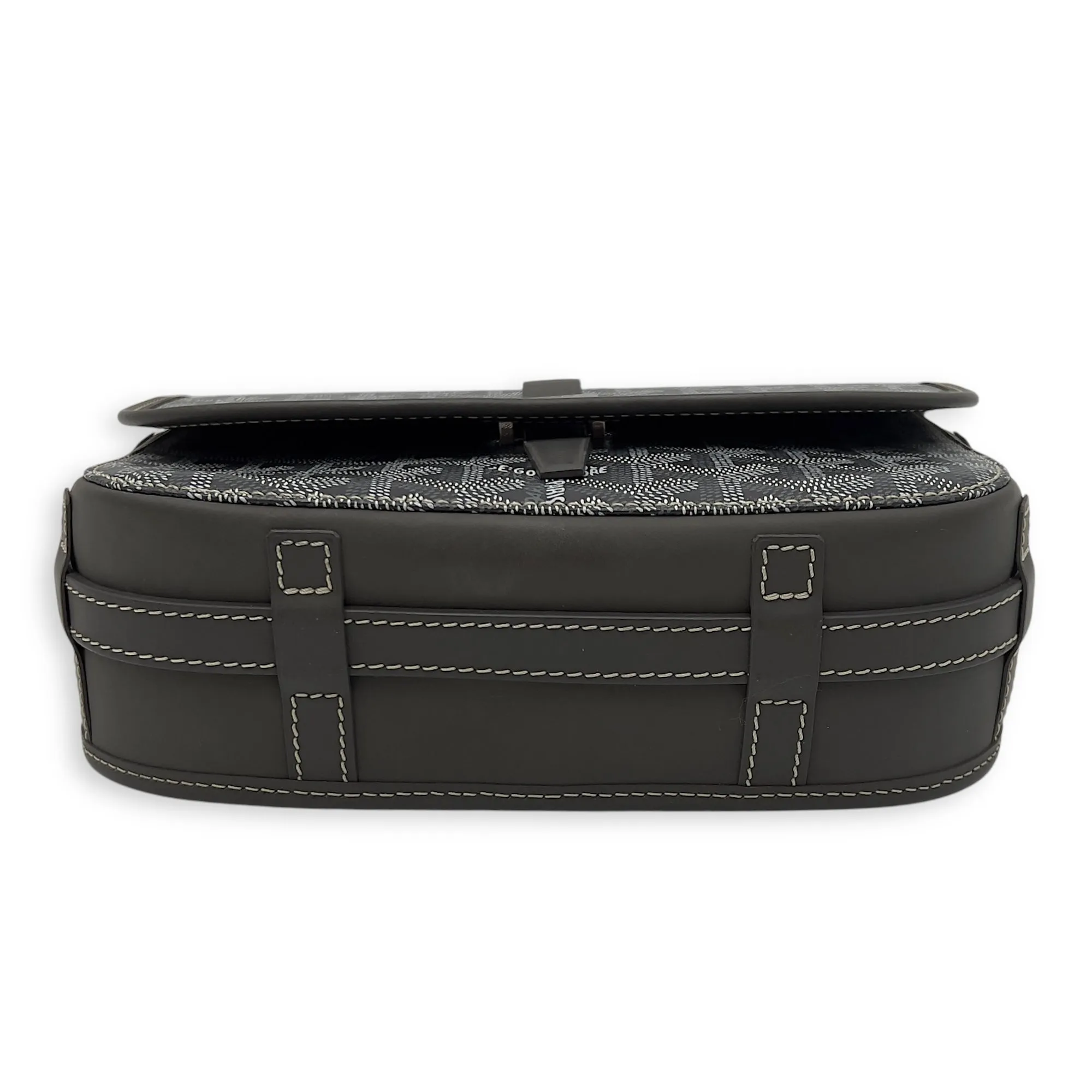 Belvedere Crossbody Bag Grey in Coated Canvas, Silver hardware
