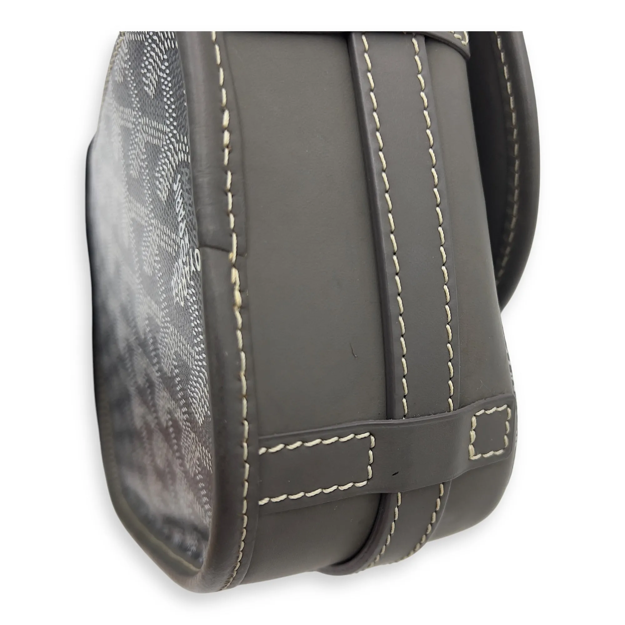 Belvedere Crossbody Bag Grey in Coated Canvas, Silver hardware