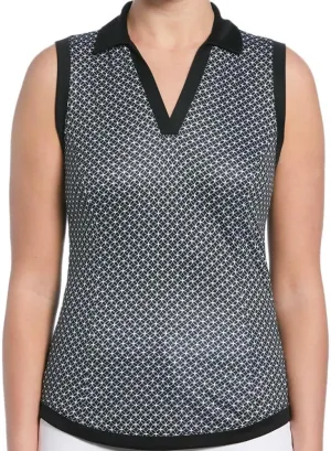 Ben Hogan Women's Lattice Geo Print Sleeveless Polo