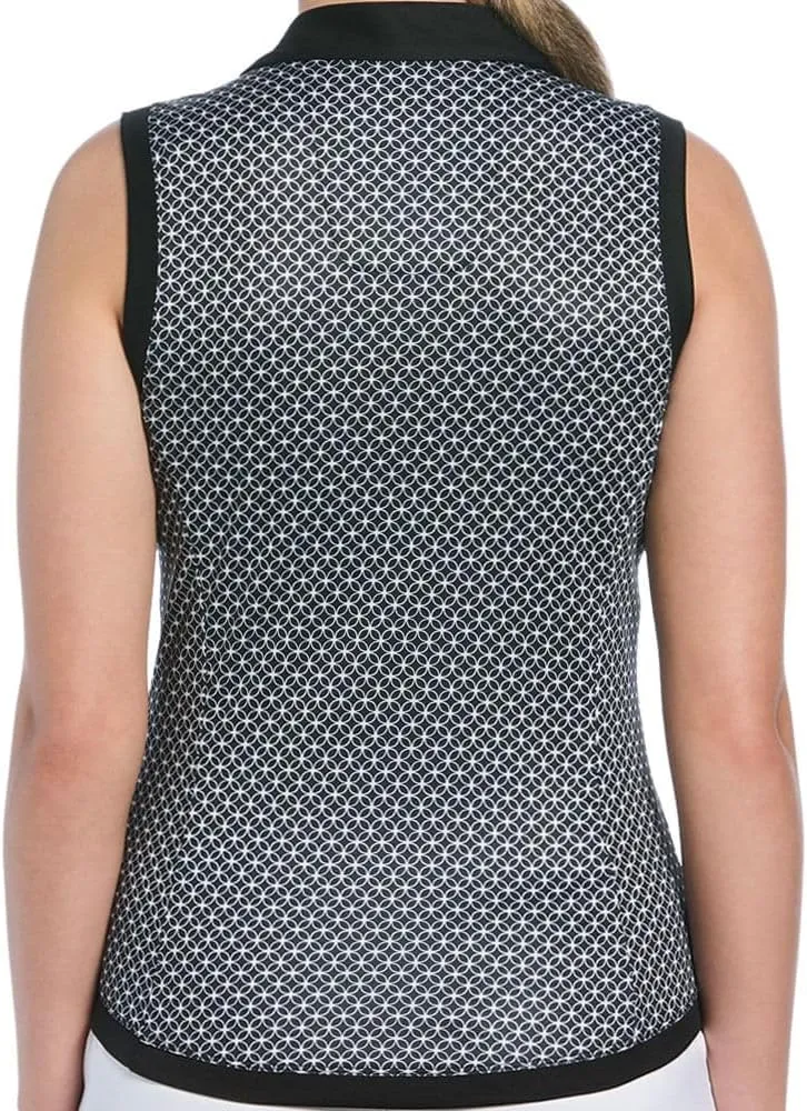 Ben Hogan Women's Lattice Geo Print Sleeveless Polo