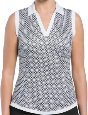 Ben Hogan Women's Lattice Geo Print Sleeveless Polo