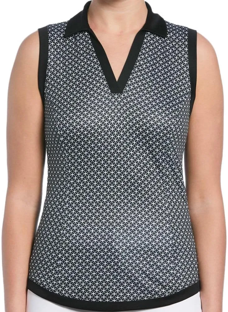Ben Hogan Women's Lattice Geo Print Sleeveless Polo