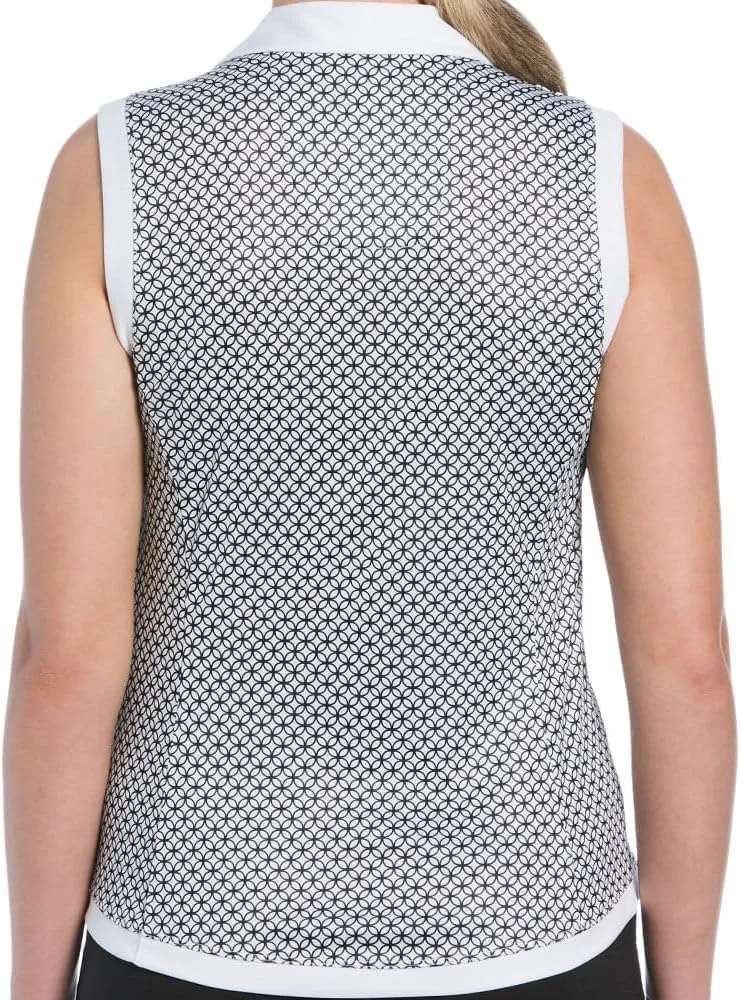 Ben Hogan Women's Lattice Geo Print Sleeveless Polo