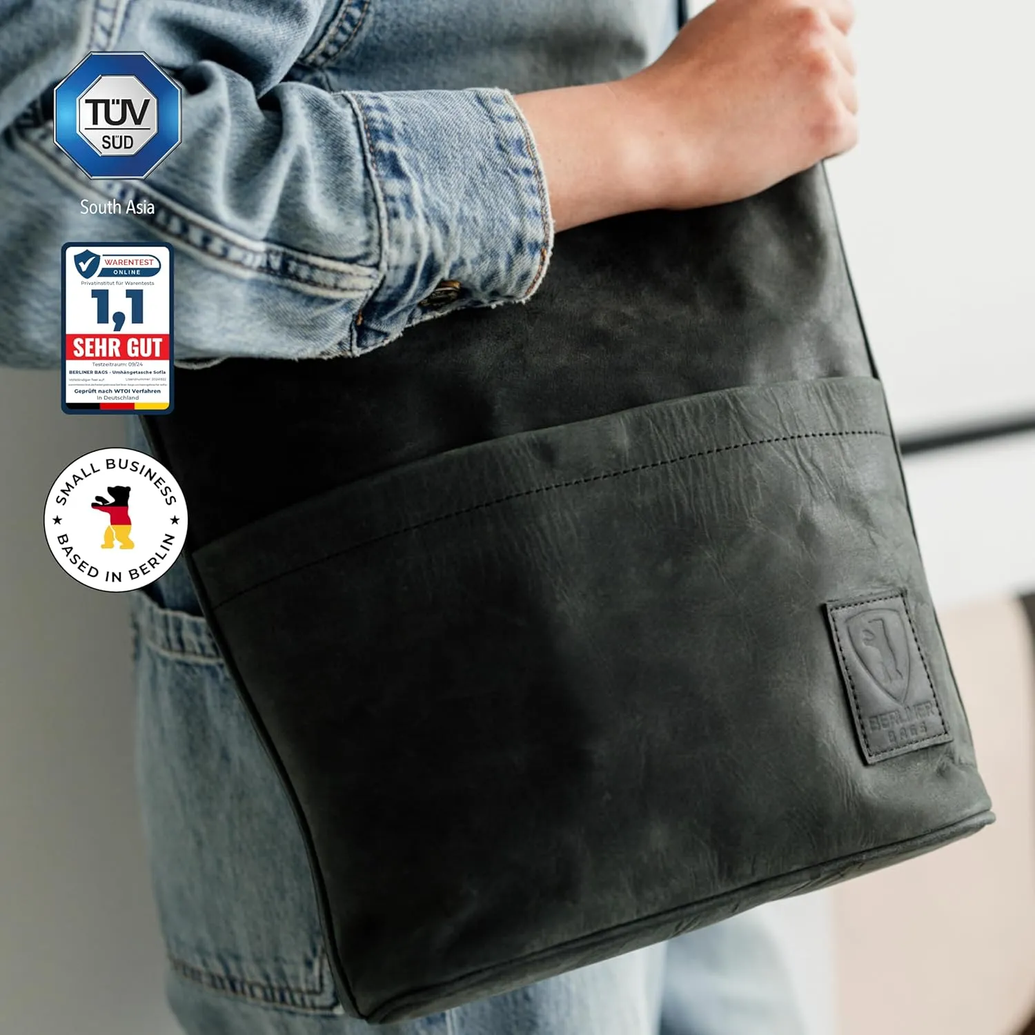 BERLINER BAGS Vintage Genuine Leather Shoulder Bag Sofia, Handbag, Crossbody Bag for Women