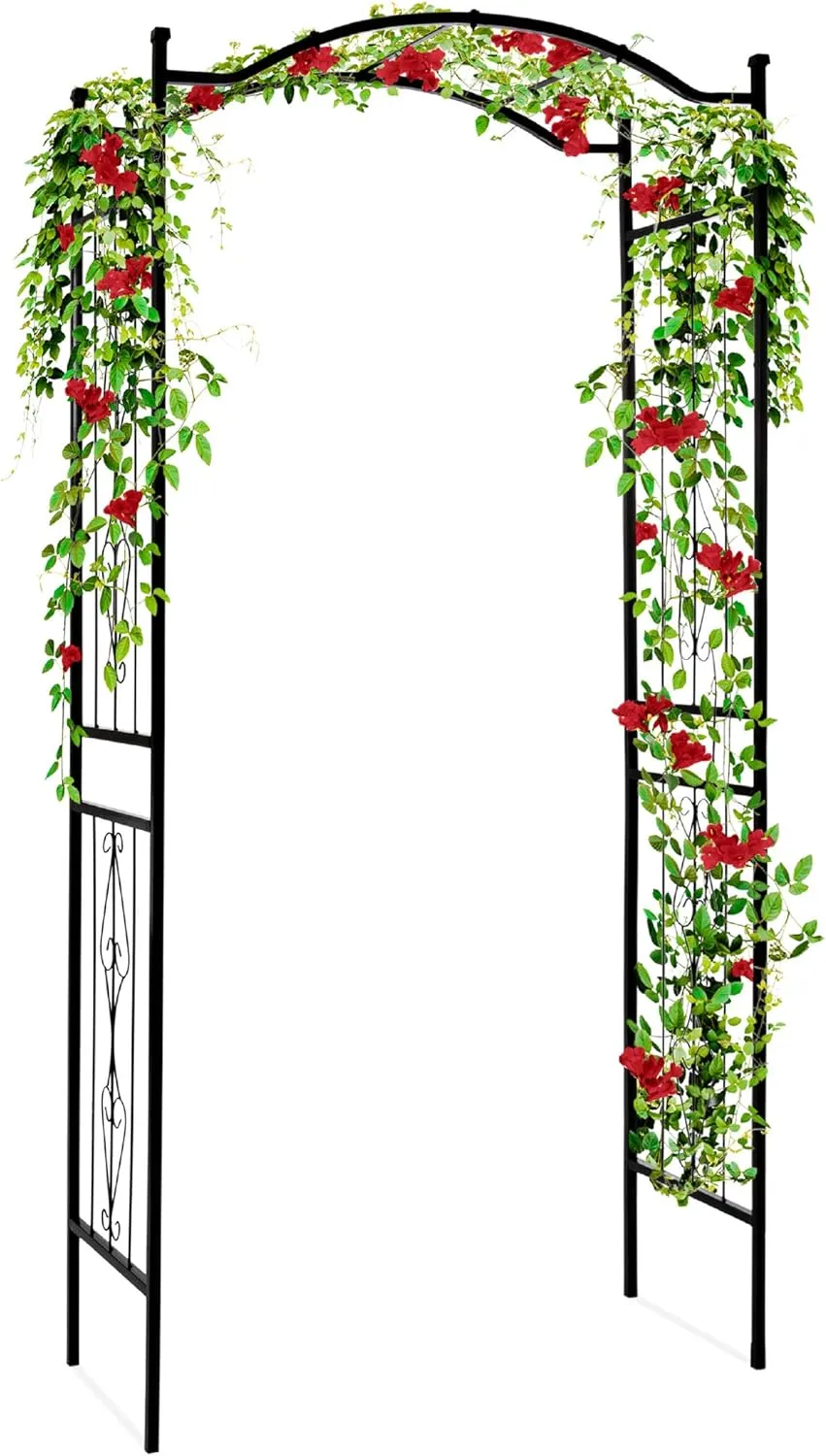Best Choice Products 92in Steel Garden Arch Arbor Trellis for Outdoor, Yard, Garden, Climbing Plants w/Decorative Wire Lattice - Black