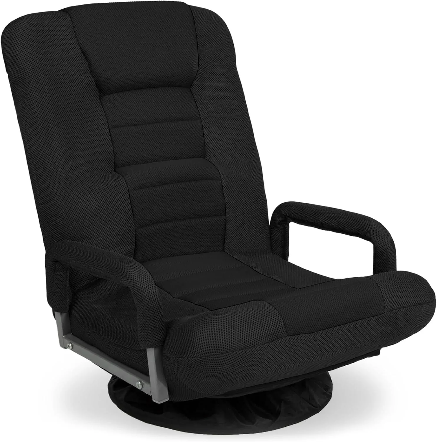 Best Choice Products Swivel Gaming Chair 360 Degree Multipurpose Floor Chair Rocker for TV, Reading, Playing Video Games w/Lumbar Support, Armrest Handles, Adjustable Backrest - Black/Black