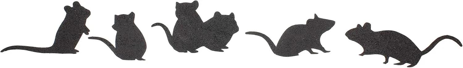 Bethany Lowe Glittered Mice Silhouette Decor, Set of 5