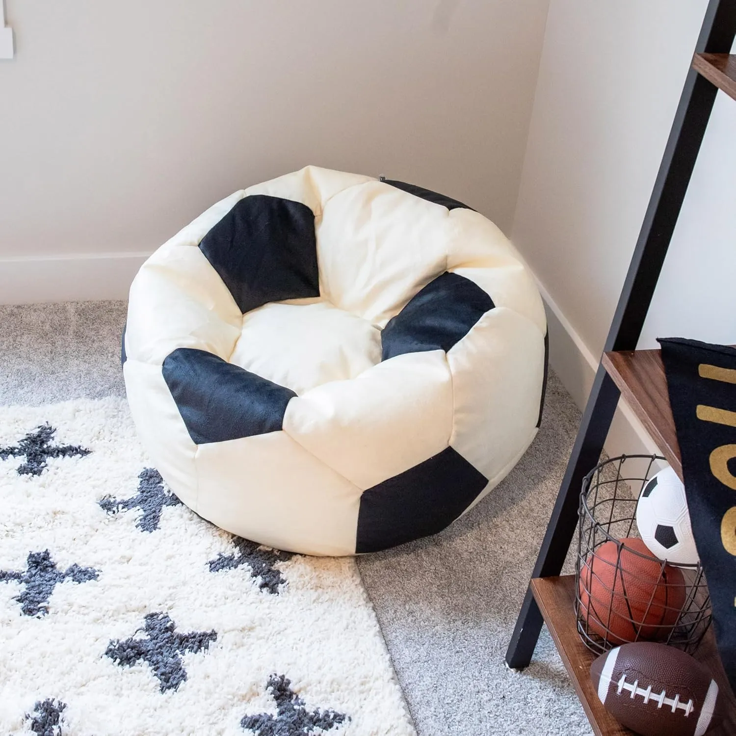 Big Joe Sports Ball Child-Sized Bean Bag Chair, Soccer Ball Plush, Soft Polyester, 2.5 feet