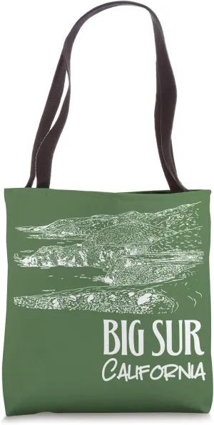 Big Sur California Coastline Art Illustration Souvenir Tote Bag