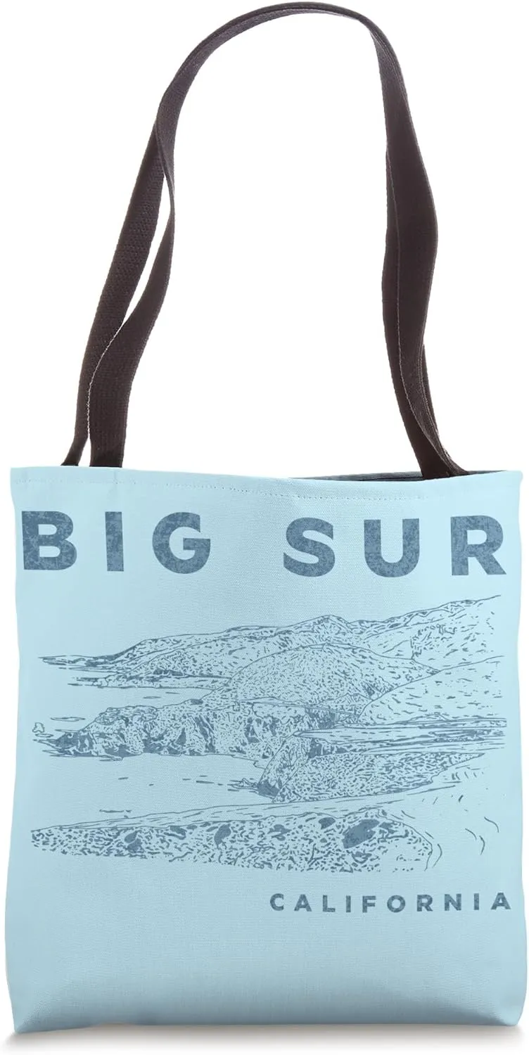 Big Sur California Hand Drawn Art Illustration Souvenir Tote Bag