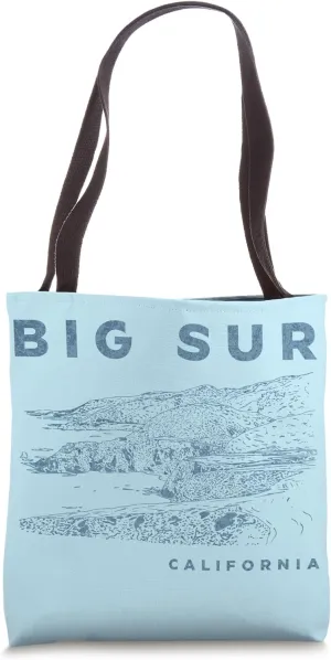 Big Sur California Hand Drawn Art Illustration Souvenir Tote Bag