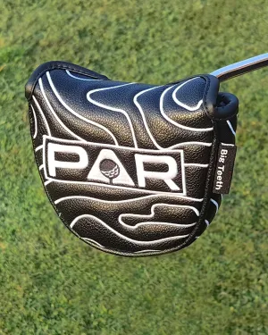 Big Teeth Golf Club Headcover Full Set Driver Wood Hybrid Putter Headcover Leather Golf Club Head Covers, Topographic Edition Golf Head Covers, Pure Black Golf Club Covers for Men