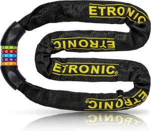 Bike Lock M10, Chain Cable Lock Tuff Links 4 Feet Long Security 5-Digit Resettable Combo Combination, Bicycle Hardened Steel Tough Square Links Chain