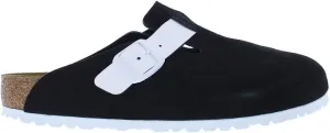 Birkenstock Boston BS Suede Unisex Shoes Size 8, Color: Black/White-Black