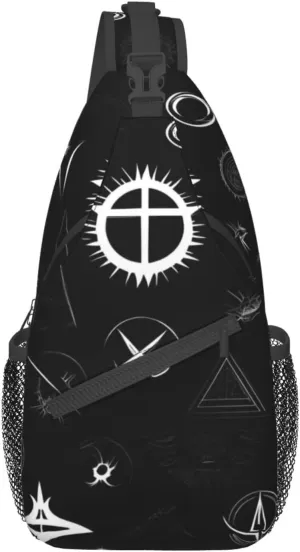 Black And White Universe Crossbody Bag, Men'S And Women'S Chest Crossbody Bag, Zipper Closure, Strap Length Adjustable