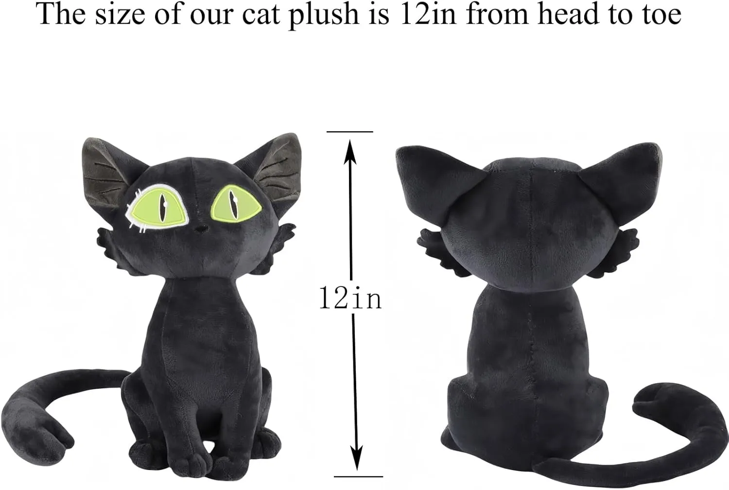Black Cat Stuffed Animal - Cute cat Plush - Stuffed Cat – 12in Soft Plush Cat Toy for Girls & Kids, Cute Kitty Plushie Gift for Birthday, Christmas (Black cat Plush)