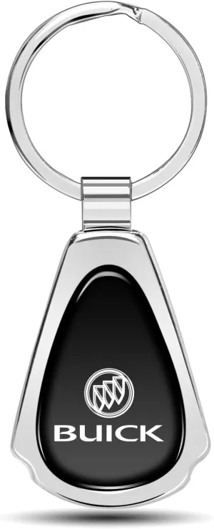 Black Dome Metal Teardrop Logo Key Chain Official Licensed for Buick