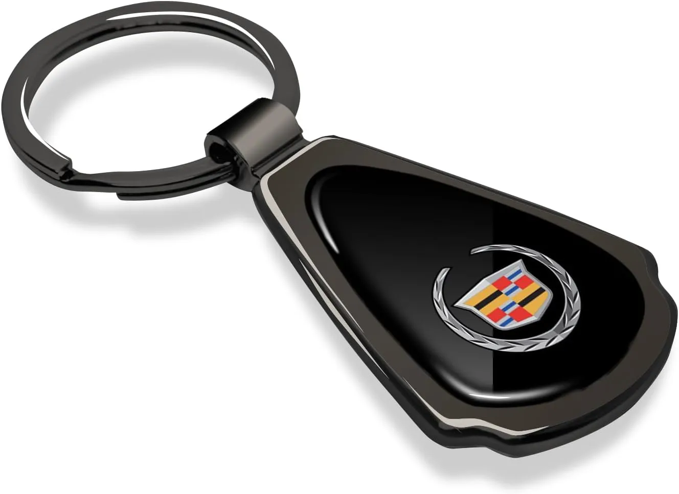 Black Dome Metal Teardrop Logo Key Chain Official Licensed for Cadillac Logo