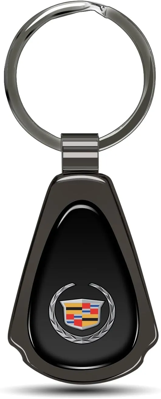 Black Dome Metal Teardrop Logo Key Chain Official Licensed for Cadillac Logo