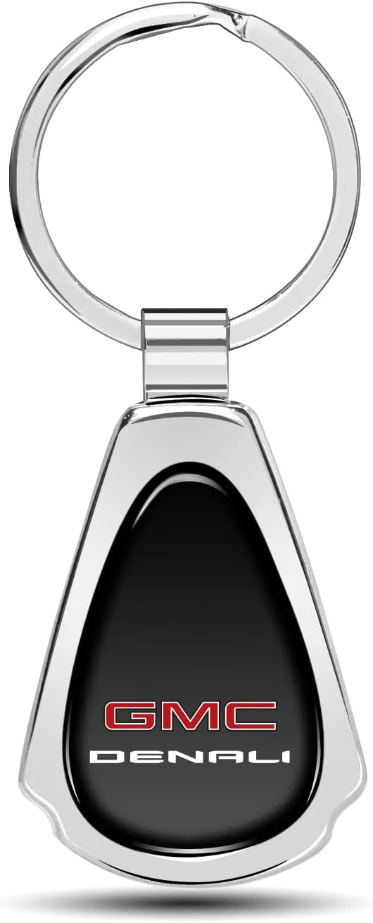 Black Dome Metal Teardrop Logo Key Chain Official Licensed for GMC Denali
