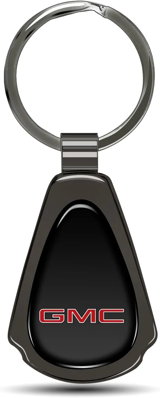 Black Dome Metal Teardrop Logo Key Chain Official Licensed for GMC in Red