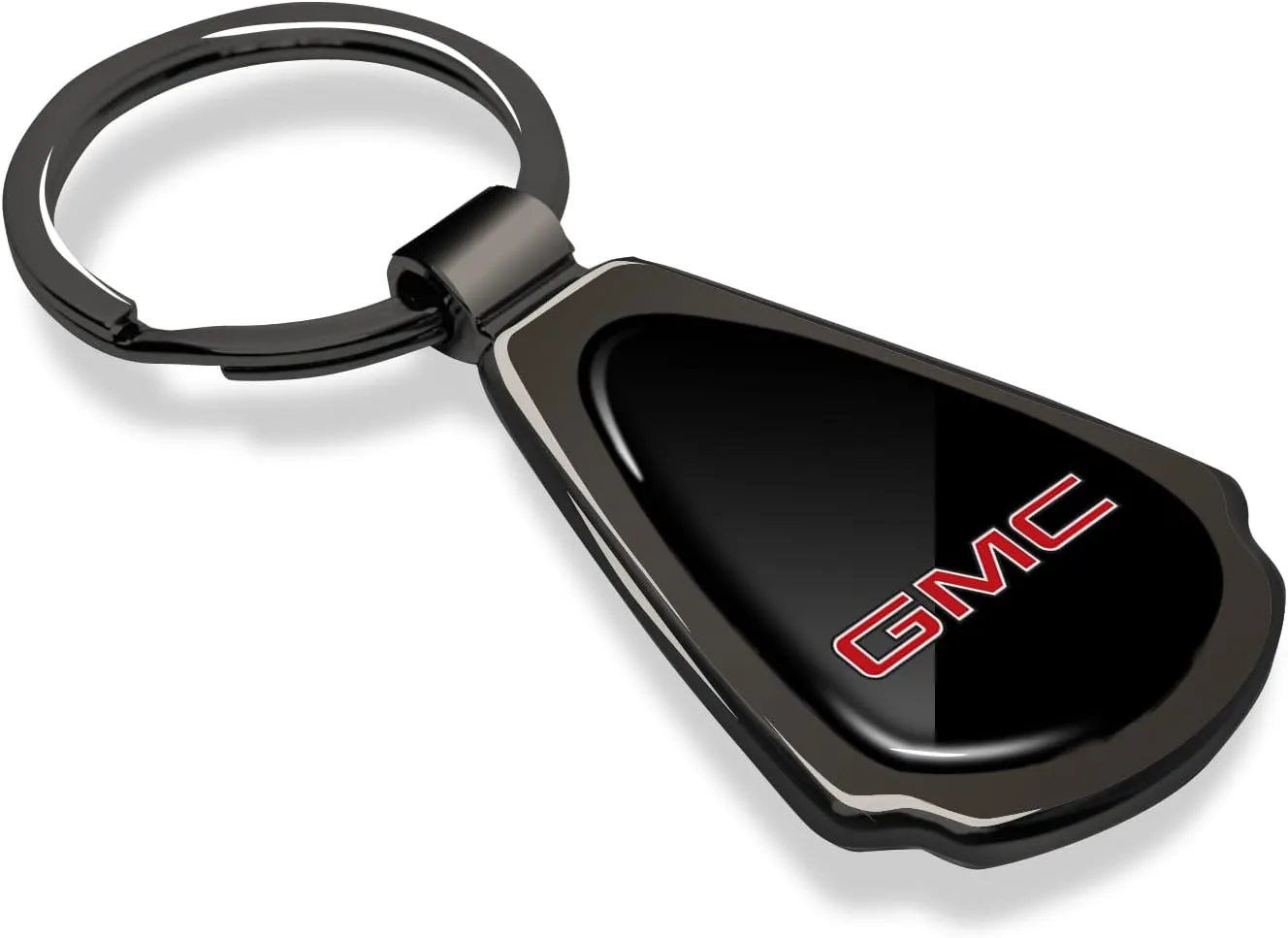 Black Dome Metal Teardrop Logo Key Chain Official Licensed for GMC in Red