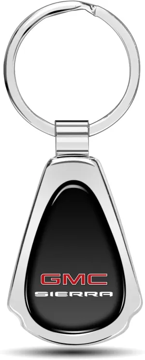 Black Dome Metal Teardrop Logo Key Chain Official Licensed for GMC Sierra