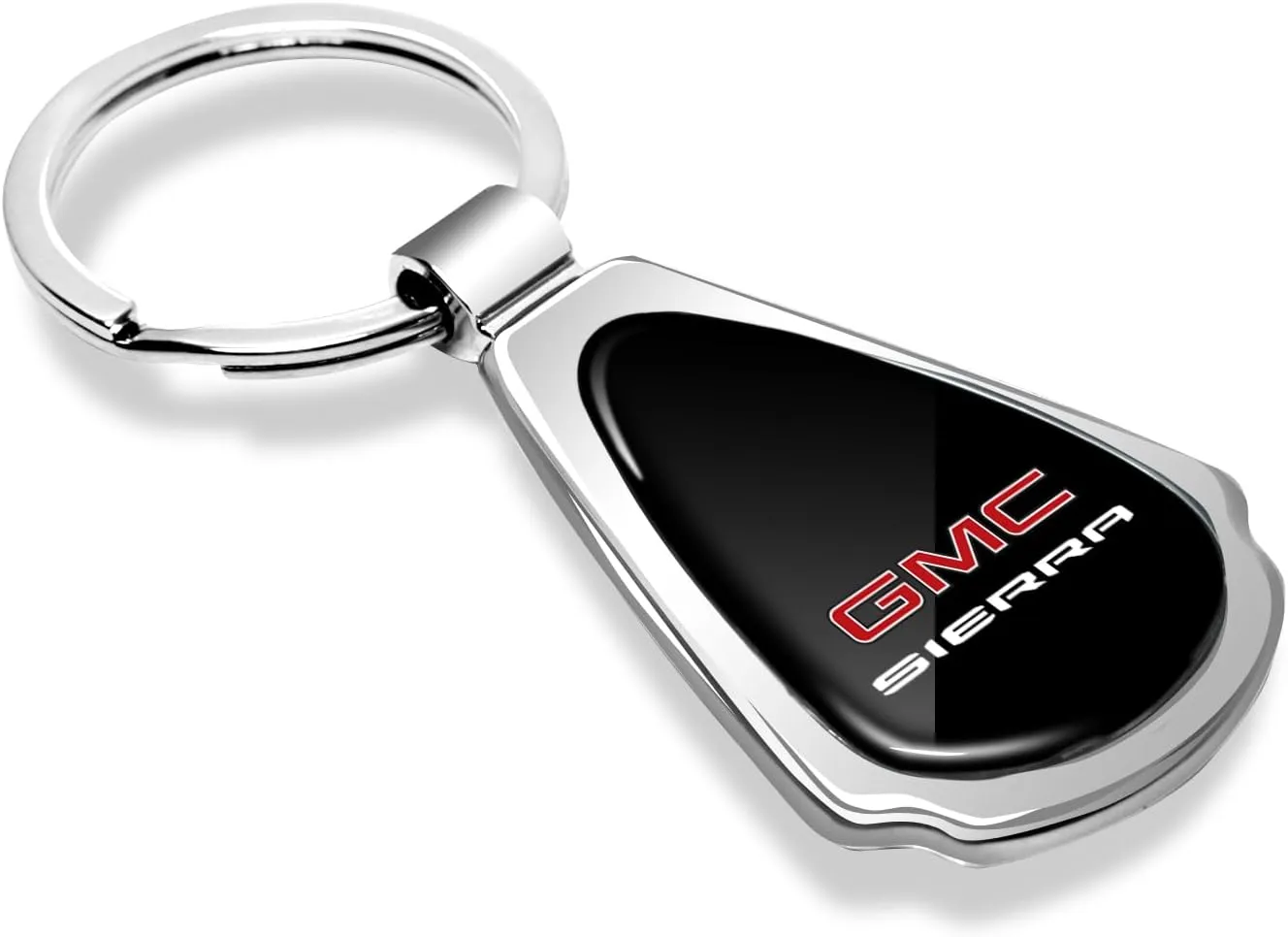 Black Dome Metal Teardrop Logo Key Chain Official Licensed for GMC Sierra