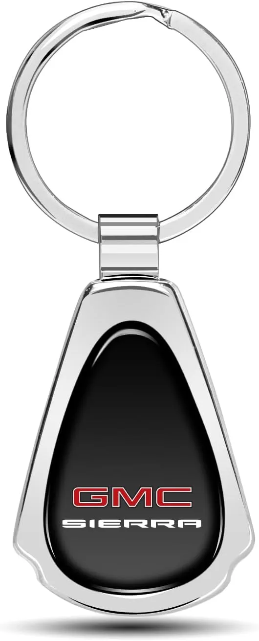 Black Dome Metal Teardrop Logo Key Chain Official Licensed for GMC Sierra
