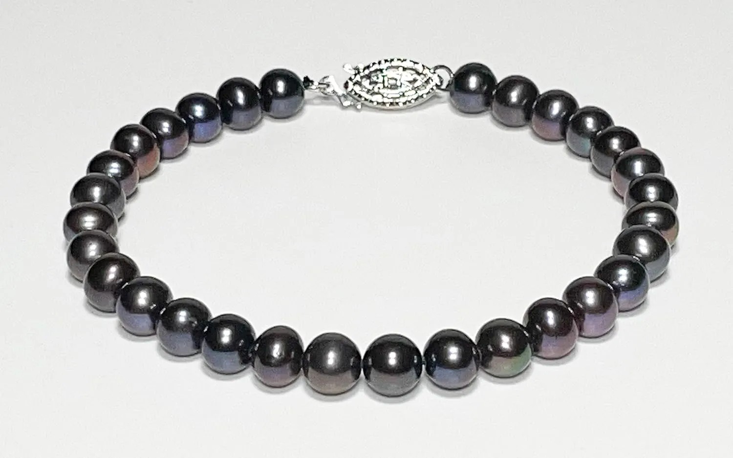 Black Freshwater Cultured Pearl Bracelets 6-8 Inch for Women AA Quality 6-9mm Black Bracelet Sterling Silver Clasp - Orien Jewelry