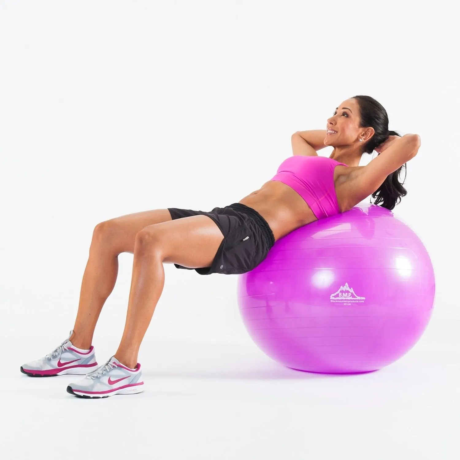 Black Mountain Products Exercise Stability Yoga Ball, Foot Pump, Ball Plug, Plug Puller, 2000 Lbs Static Weight Capacity Antiburst
