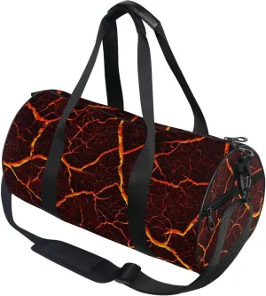 Black Red Lava Gym Duffle Bag for Women Men Sports Fitness Bag Workout Travel Gymnastics Dance