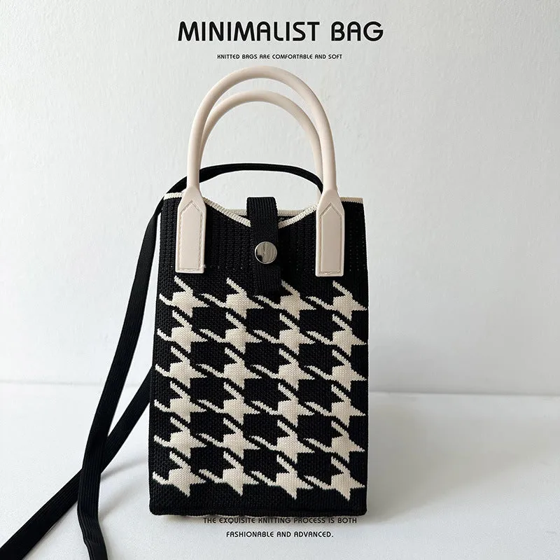 Black White Mini Knitted Mobile Korean Style Purses