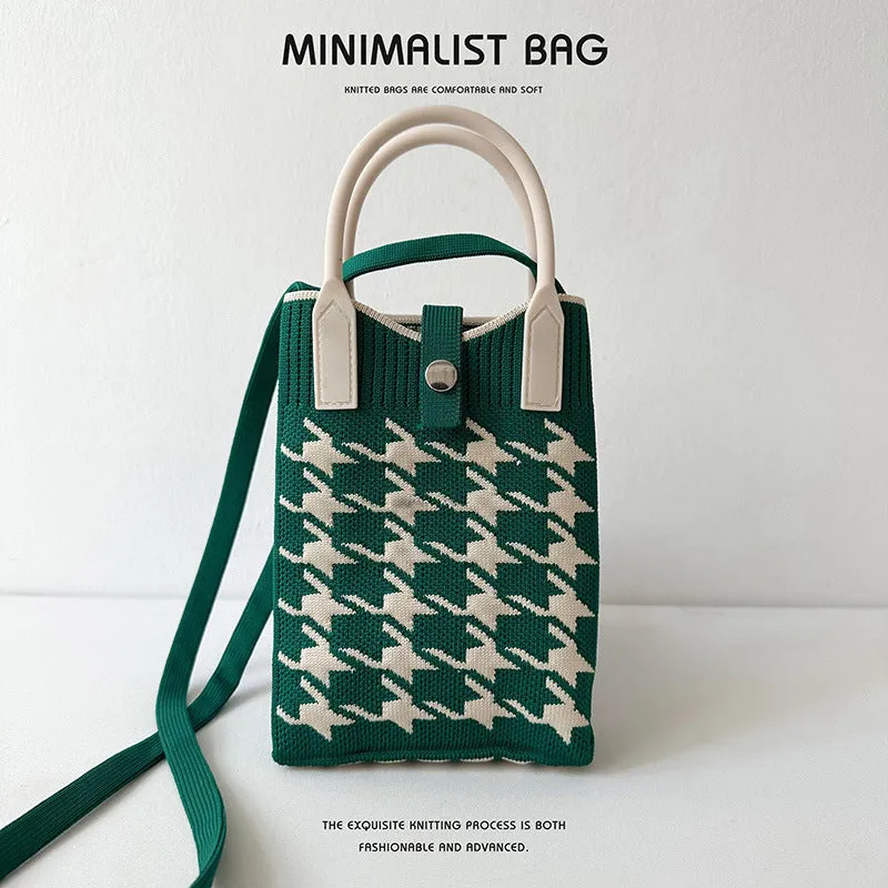 Black White Mini Knitted Mobile Korean Style Purses