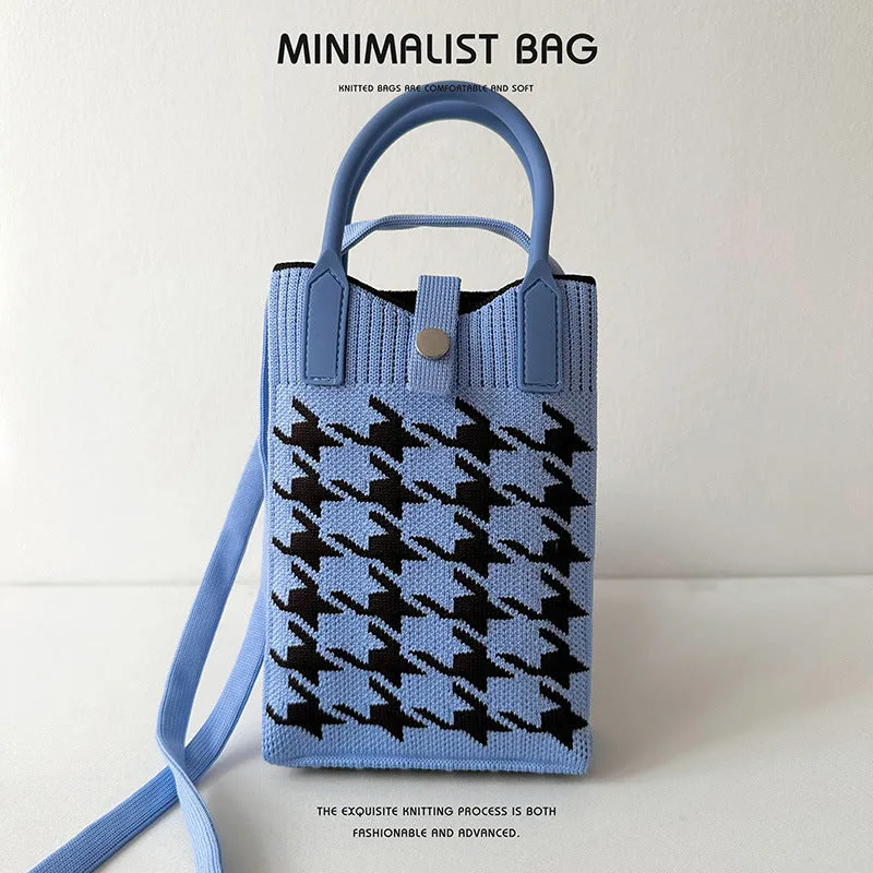 Black White Mini Knitted Mobile Korean Style Purses
