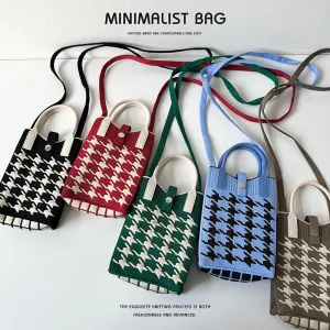 Black White Mini Knitted Mobile Korean Style Purses