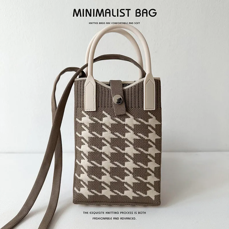 Black White Mini Knitted Mobile Korean Style Purses