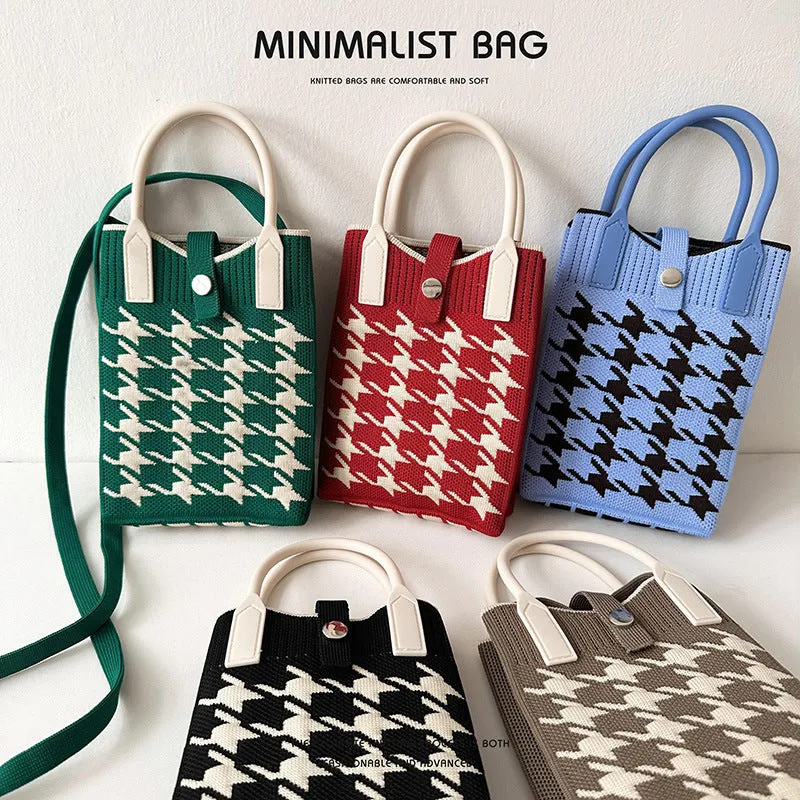 Black White Mini Knitted Mobile Korean Style Purses