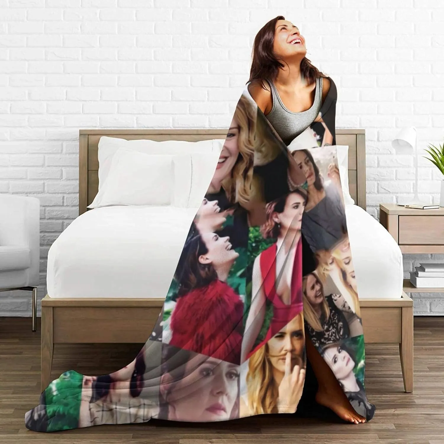 Blanket Sarah Paulson Collage Soft and Warm Lightweight Fluffy Throws Blankets Gift for Beach Yoga Bedroom Living Room Decoration Sofa Camping Trip Dorm Decor All Season