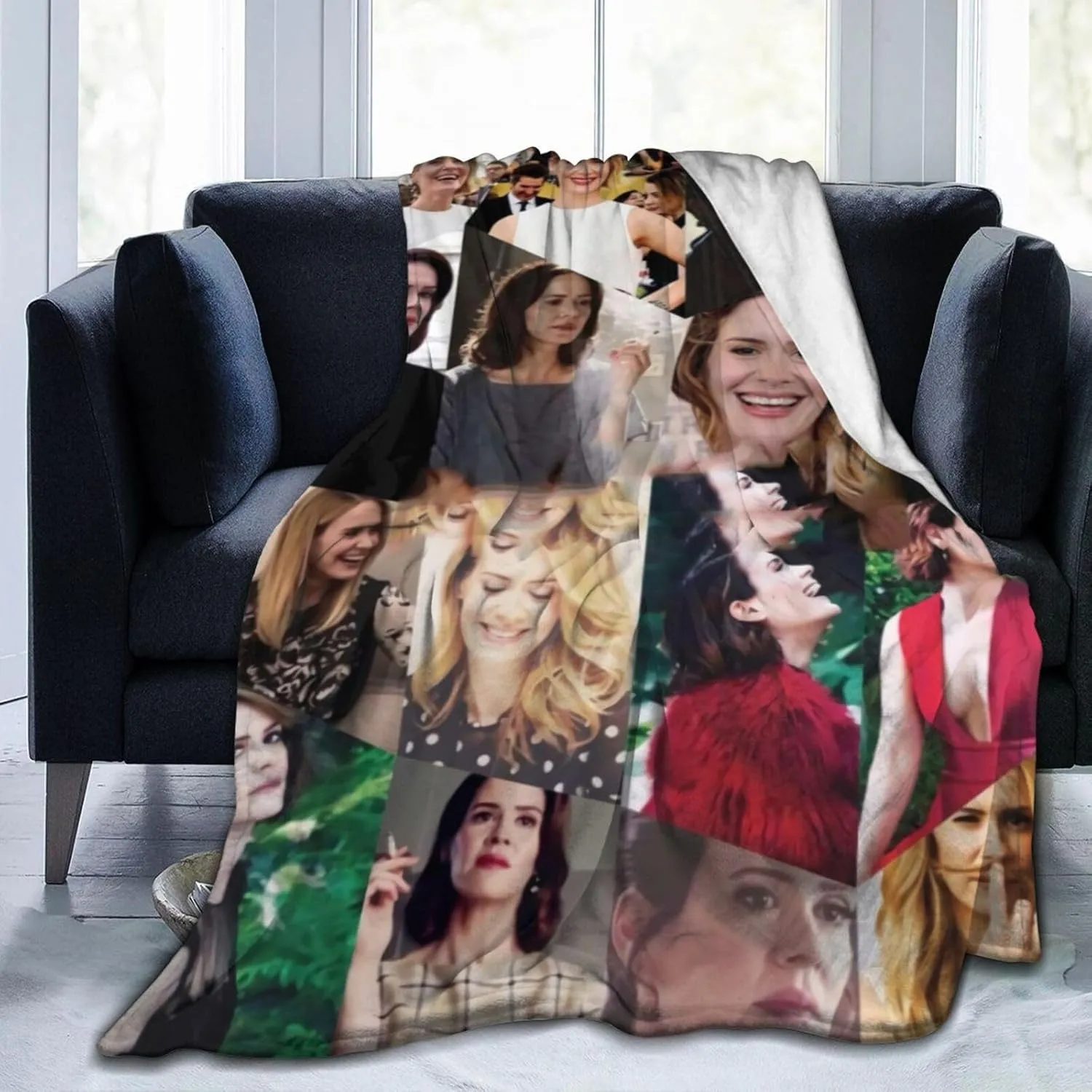 Blanket Sarah Paulson Collage Soft and Warm Lightweight Fluffy Throws Blankets Gift for Beach Yoga Bedroom Living Room Decoration Sofa Camping Trip Dorm Decor All Season